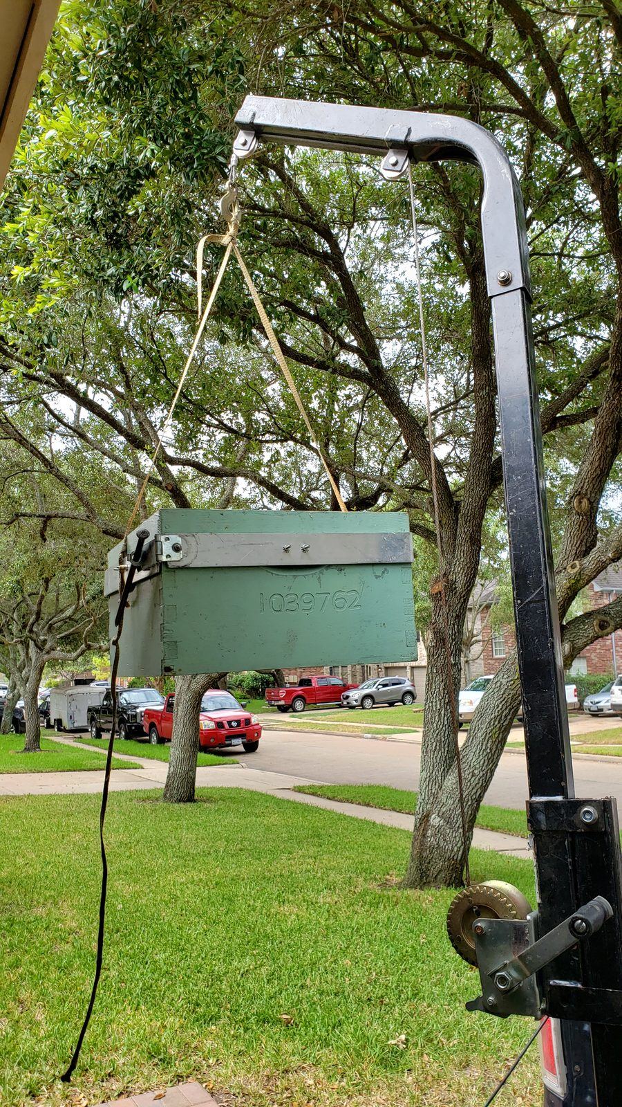 Hive stands and boxes in the yard